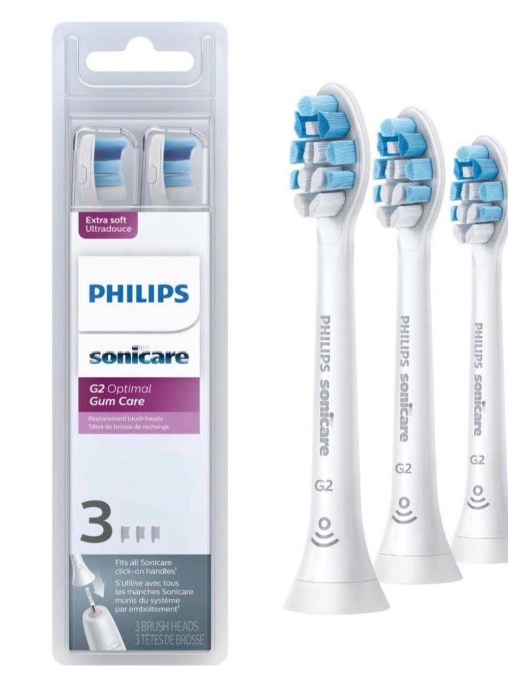 Philips Sonicare Replacement Brush Heads — White & Light Blue